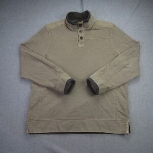 Carbon2Cobalt Sweater Mens Medium Olive Green Heavy Henley Pullover
